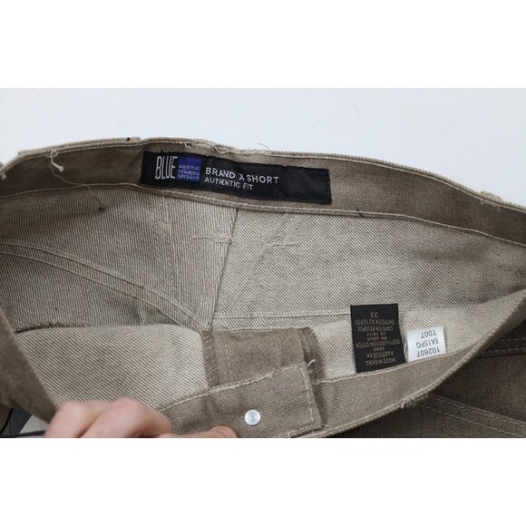 Deadstock Vintage 90s Marithe Francois Girbaud Mens 33 Baggy Denim Shorts Khaki - Picture 6 of 11